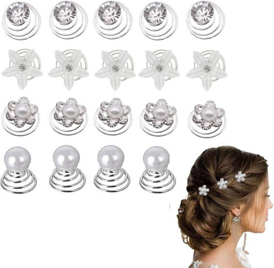 Set van 24 Parel & Strass Haarspelden Bruids Haaraccessoires met Kristallen Spiralen & Bloemen voor Bruiloft Feest Speciale Evenementen Elegante Haarpinnen & Haarclips voor Kapsels!