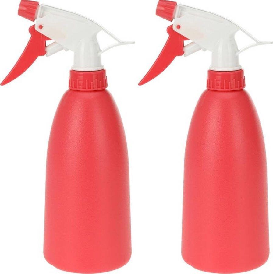 Set van 2x rode plantenspuiten 480 ml Tuinbenodigdheden Waterverstuiver Plantensproeiers plantenspuiten