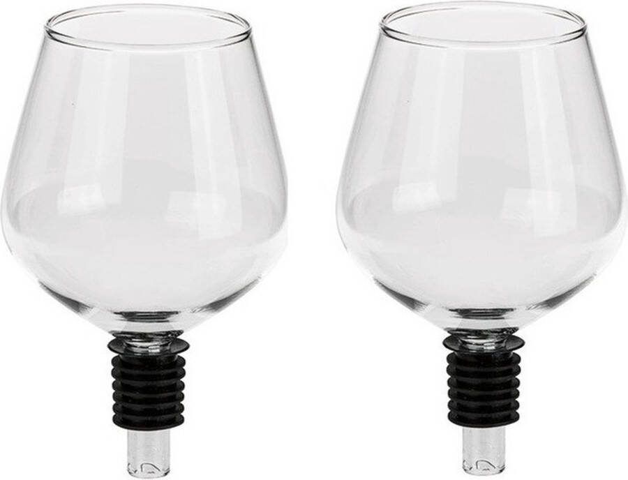 Merkloos Sans marque Set van 2x stuks flessenstop wijnfles afsluiter wijnglas fun kado artikelen