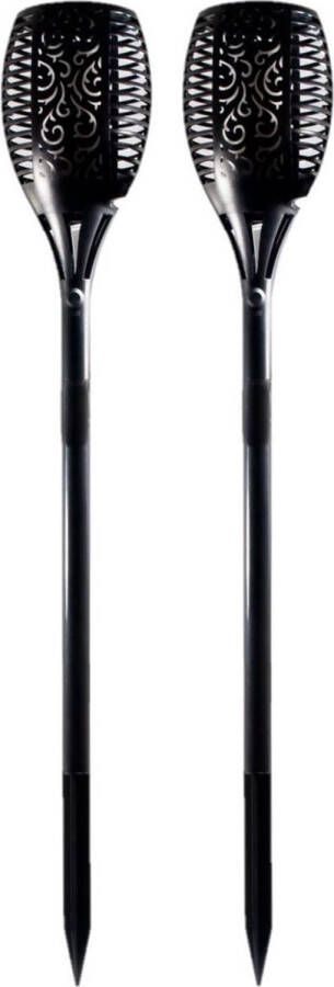 Merkloos Set Van 2x Stuks Solar Tuinlampen fakkels Met Vlameffect Op Zonne-energie 58 Cm Fakkels