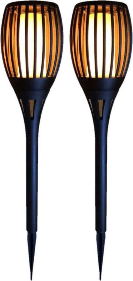 Merkloos Set Van 2x Stuks Solar Tuinlampen fakkels Met Vlameffect Op Zonne-energie 78 Cm Fakkels