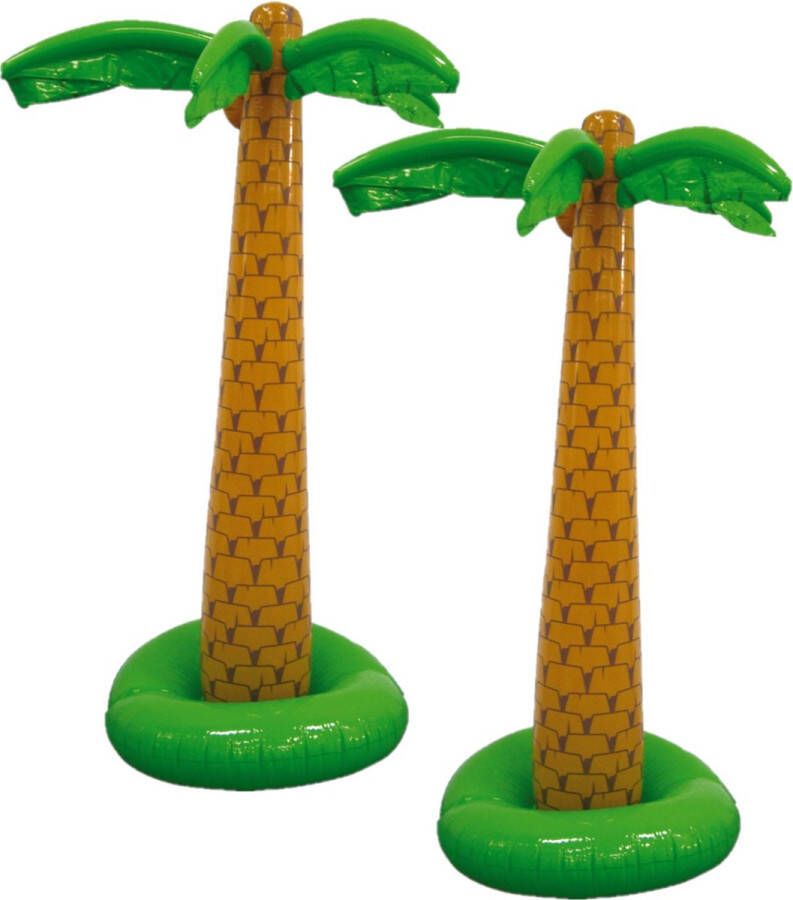Set van 2x stuks tropische Hawaii party palmboom bomen opblaasbaar van 180 cm Versiering decoraties en thema feestartikelen