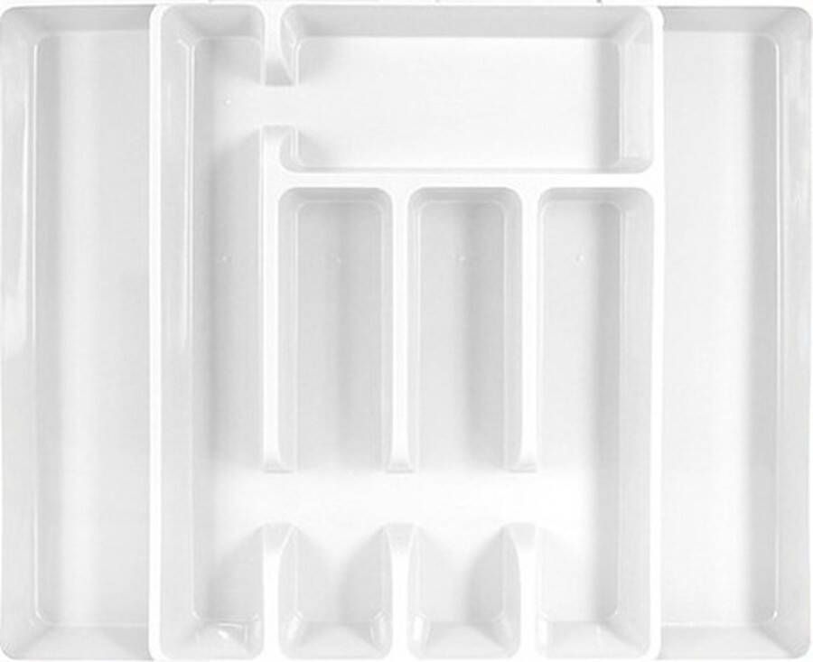 Merkloos Sans marque Set van 2x stuks uitschuifbare bestekbakken bestekhouders wit 44 cm 5 tot 7 vakken Keuken opberg accessoires