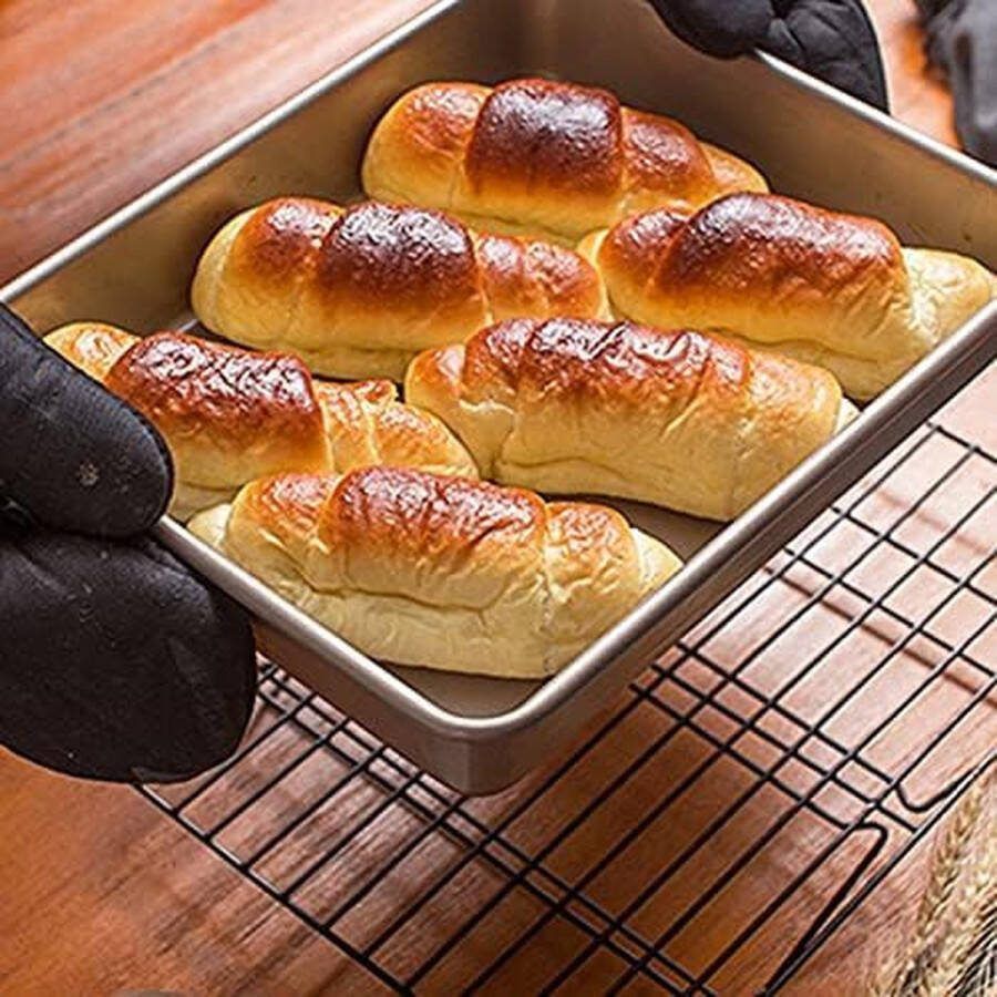 Set van 3 bakplaten met antiaanbaklaag roestvrijstalen ovenplaat taartplaat rechthoekige bakplaat met antiaanbaklaag braadpan voor de oven gouden braad- en bakplaat