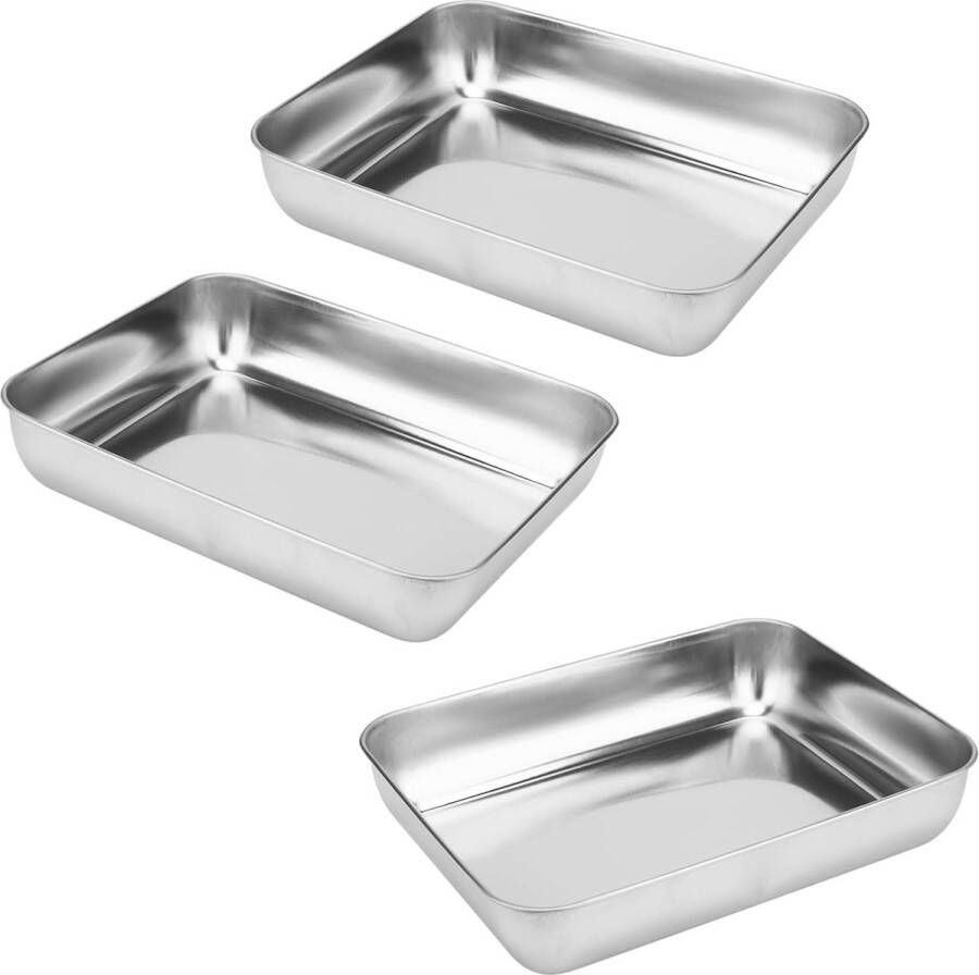 Set van 3 bakvormen 25 cm roestvrij staal rechthoekige broodvorm bakvorm roestvrij staal broodbakvorm toastbrood bakvorm voor brood en cake vaatwasmachinebestendig en ovenvast