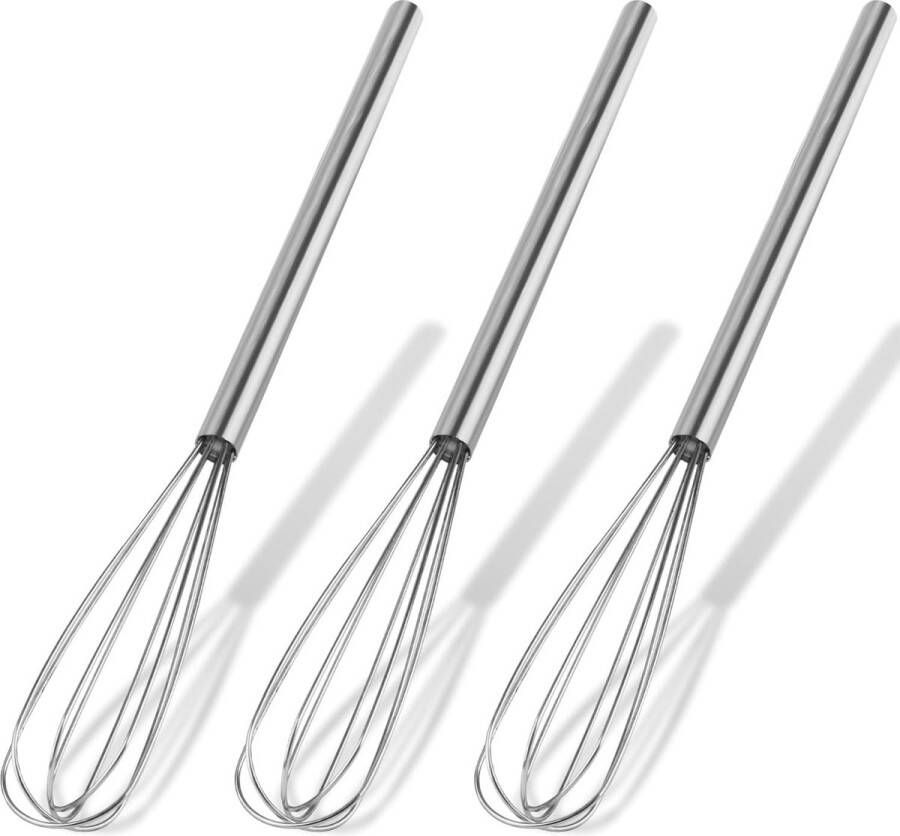 Set van 3 gardes roestvrij staal 26 cm gardeset garde kleine metalen kogelgarde mini-garde voor mixen kloppen schuimen en roeren