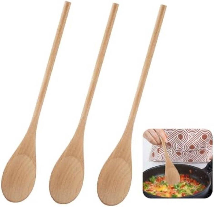 Set van 3 houten lepels 30 cm