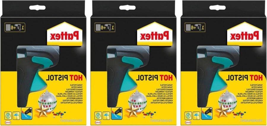 Set van 3 lijmpistolen en 18 lijmsticks Zwart