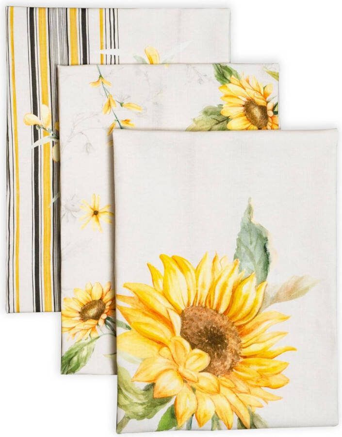 Set van 3 multifunctionele keukenhanddoeken 100% katoen barhanddoeken Candice lente zomer (50 cm x 70 cm)