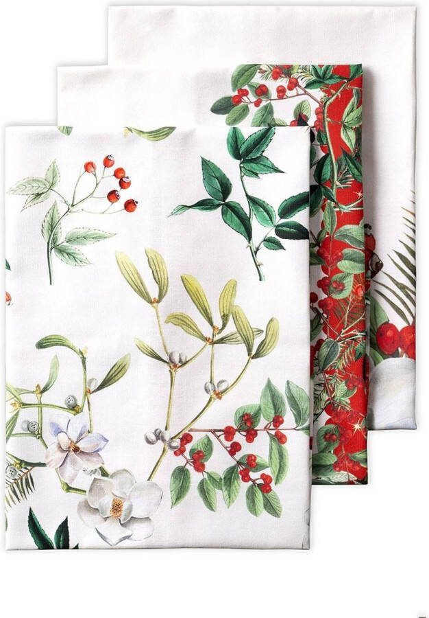 Set van 3 multifunctionele keukenhanddoeken Noel 100% katoen barhanddoeken Thanksgiving Kerstmis 50 cm x 70 cm