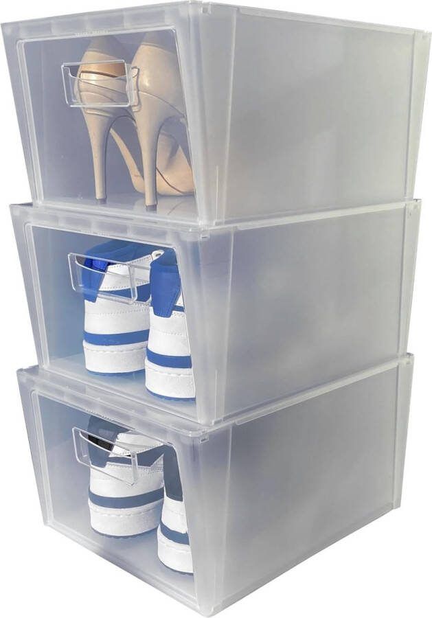 Set van 3 schoenenrek schoenenorganizer ruimtebesparende schoenendozen 37 x 27 7 x 33 cm schoenenkast voor de kledingkast