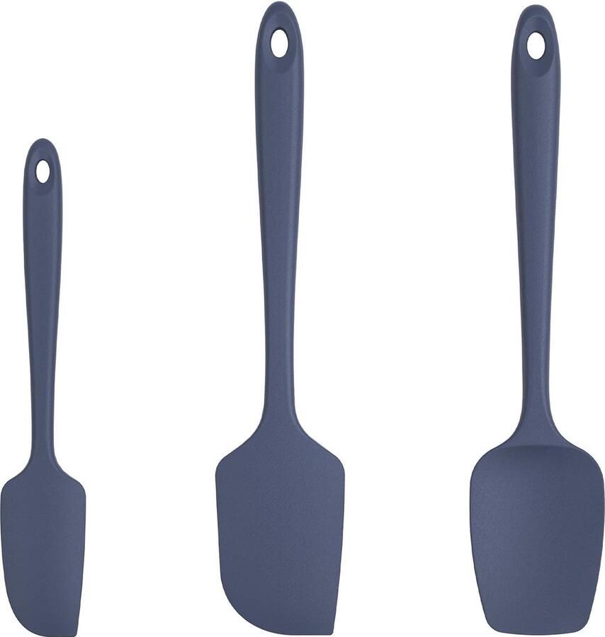 Set van 3 siliconen spatels 315 graden Celsius hittebestendige rubberen spatel BPA-vrij flexibele deegschraper en taartschraper voor het koken mixen bakken decoreren (middernachtblauw)