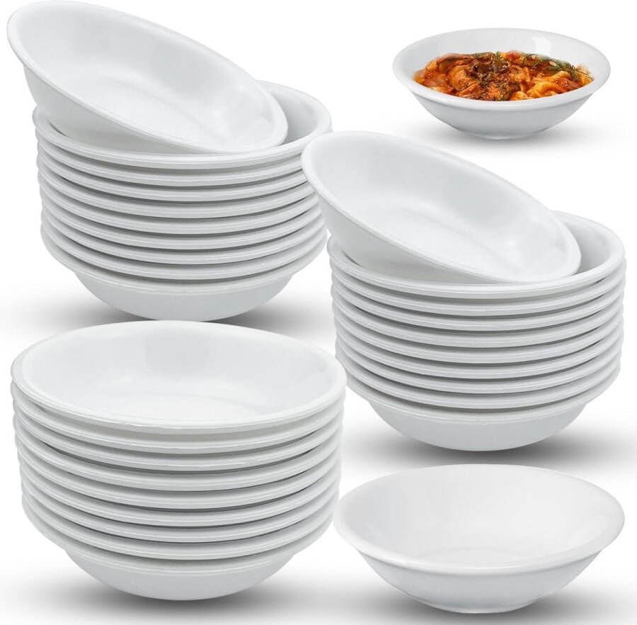 Set van 30 dipschalen ronde kommen voor ketchup aardappelsaus suiker sojasaus azijn kruiden noten bijgerechten desserts sushi (7 3 x 2 cm)