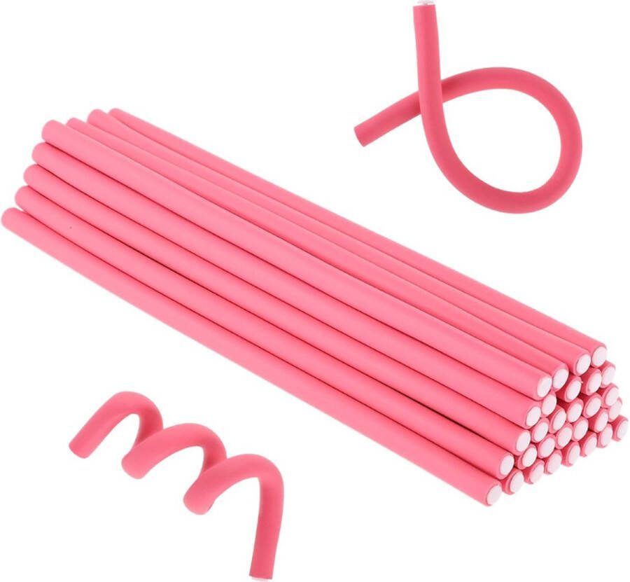 Set van 30 Flexibele Haarkrullers 1 8 x 24 cm Schuim Krultangen zonder Hitte voor Zachte Veerkrachtige Krullen Voor Lang en Kort Haar