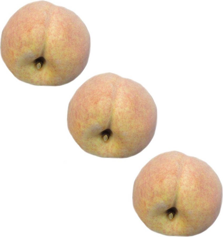 Set van 3x stuks kunstfruit perziken van 8 cm Decoratie nep namaak fruit