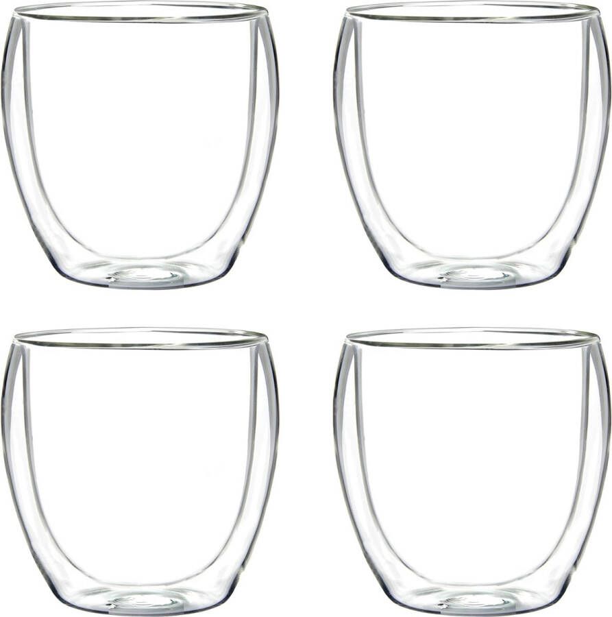 Set van 4 100 ml Espresso Kopjes Glazen Koffiekopjes Dubbelwandige Koffieglazen