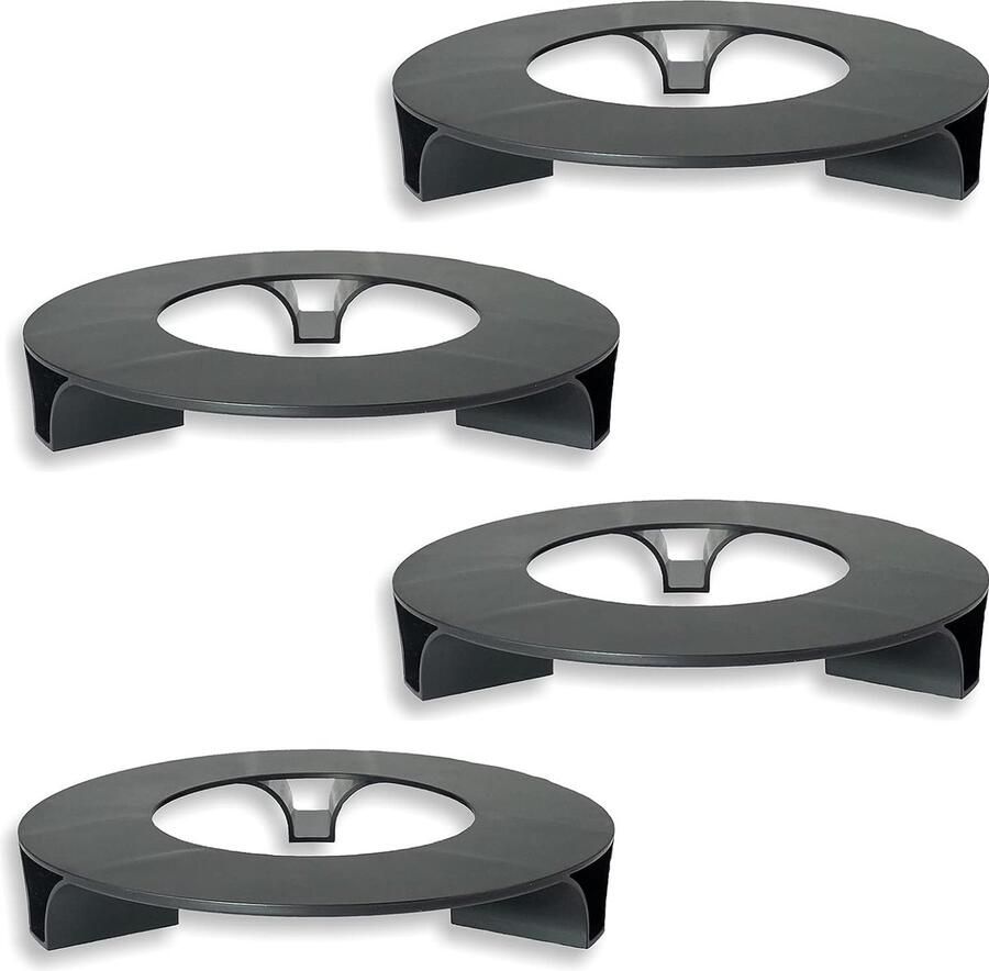 Set van 4 bloempotonderzetters zwart rond 27 cm diameter bloempot onderzetter gerecycled materiaal