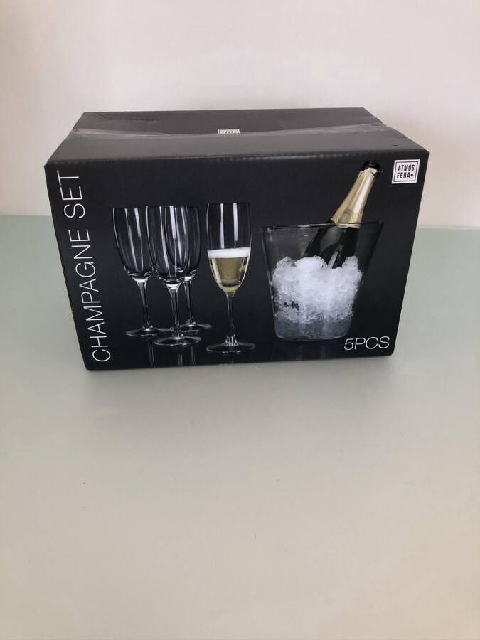 Set van 4 champagneglazen met koeler glas kristal kerstcadeau verjaardagscadeau oud en nieuw