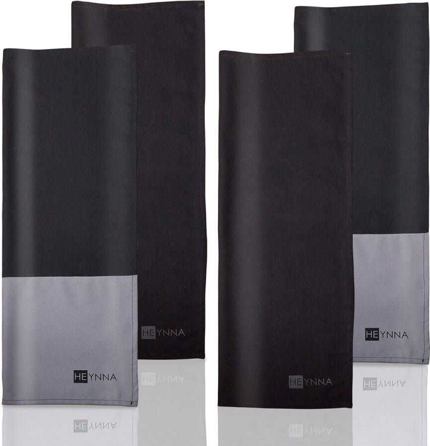 Set van 4 elegante theedoeken grijs zwart in 2 verschillende designs absorberende keukenhanddoekenset voor keuken en huishouden