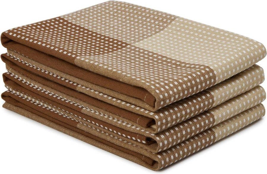 Set van 4 katoenen keukendoeken super absorberend 70 x 45 cm theedoeken en theedoeken voor het afwassen en drogen van servies ultrazacht en duurzaam verpakking van 4 stuks beige