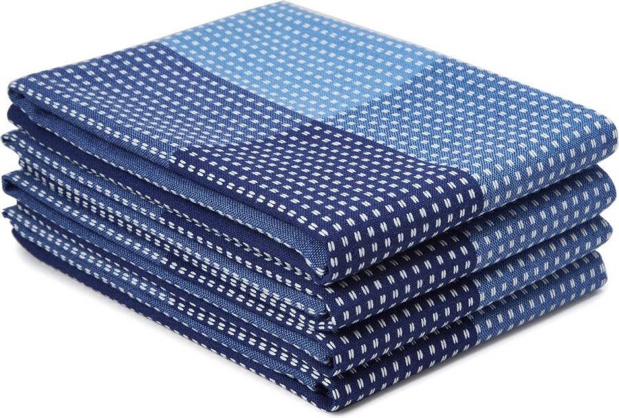 Set van 4 katoenen keukendoeken super absorberend 70 x 45 cm theedoeken en theedoeken voor het afwassen en drogen van servies ultrazacht verpakking van 4 stuks blauw