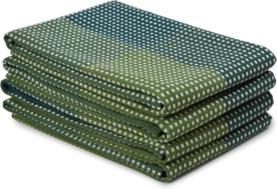 Set van 4 katoenen keukendoeken super absorberend 70 x 45 cm theedoeken en theedoeken voor het afwassen en drogen van servies ultrazacht en duurzaam verpakking van 4 stuks groen
