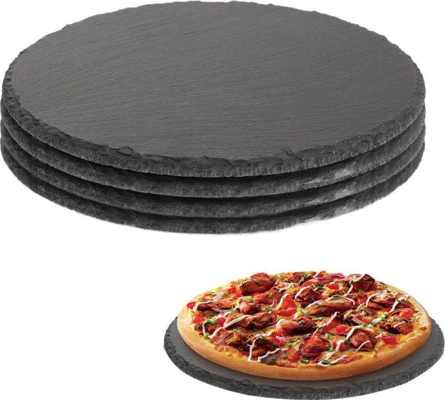 Set van 4 leistenen borden rond 25 cm rond schoolbord leisteenplaat natuurstenen bord voor kaarsen en tafeldecoraties voor knutselen zwart
