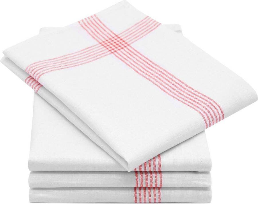 Set van 4 linnen theedoeken en vaatdoeken 100% linnen 50x70 cm 228 gsm wit