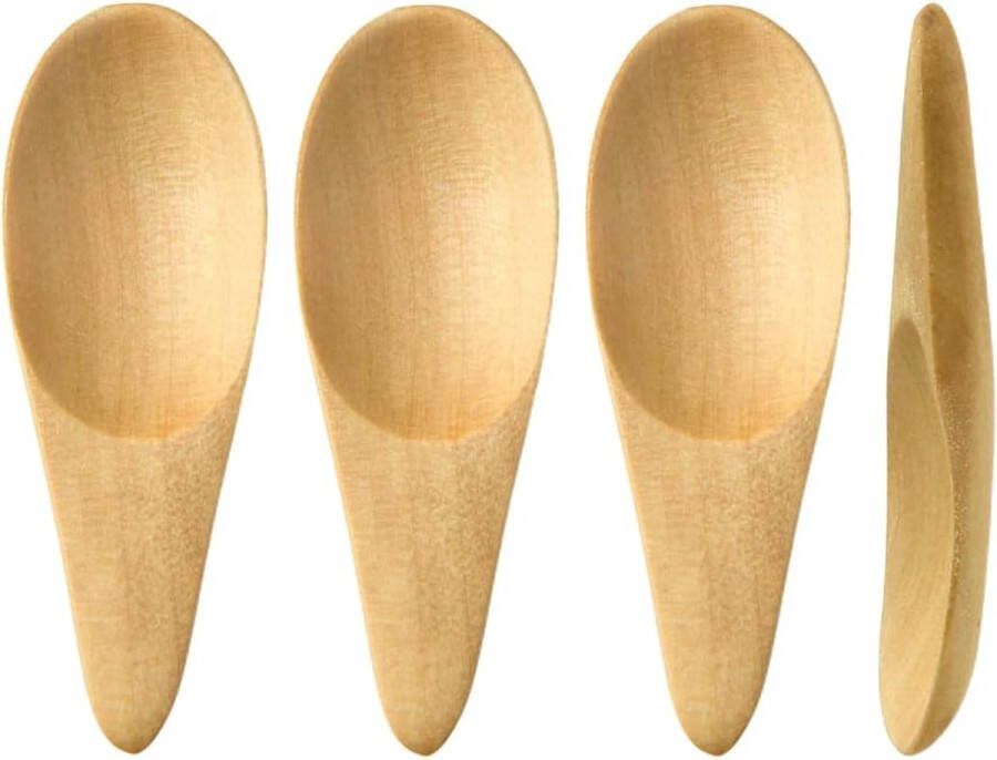 Set van 4 mini houten lepels kleine houten lepels zoutlepels houten kleine mini kruidenlepels van hout houten kooklepels klein voor zout dessertlepel theelepel suikerlepel jam honing koffie