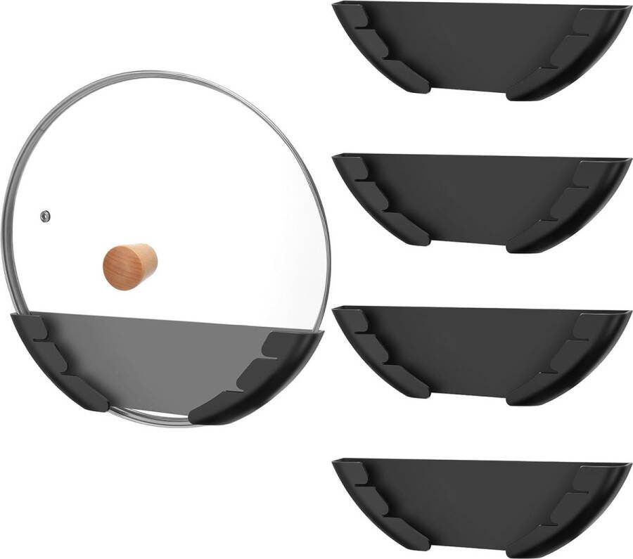 Set van 4 pannendekselhouders wandset kunststof pannenafdekking zelfklevende pannendekselhouder geschikt voor pannendeksels van 15-32 cm