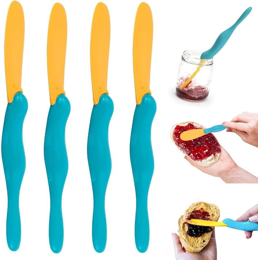 Set van 4 professionele botermessen voedselveilig smeermes grappige keukengadgets jamspatel ontbijtmes voor dips en foodies kleine botermessen voor schuren