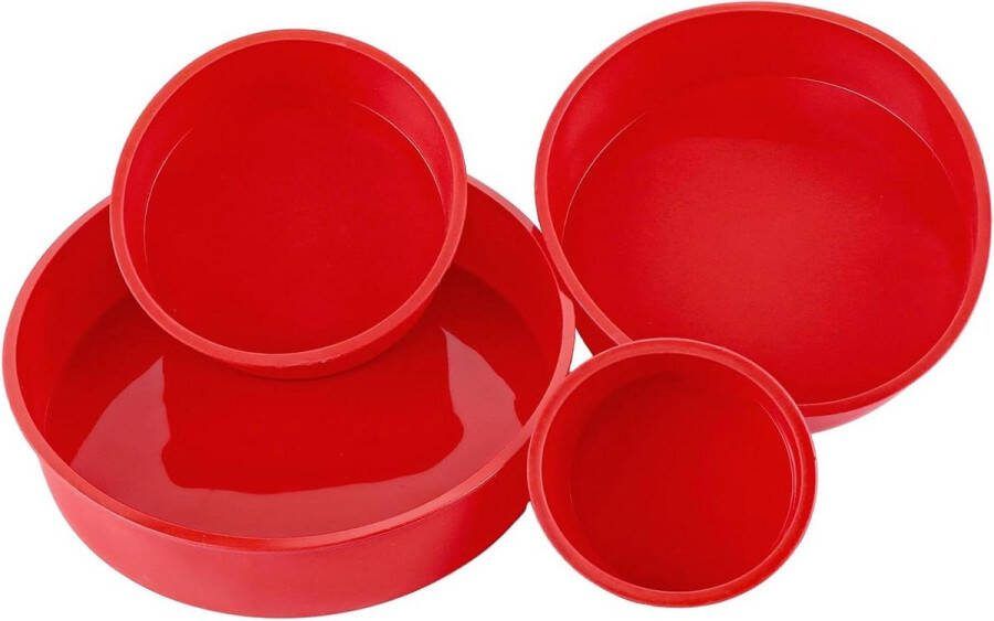 Set van 4 ronde siliconen bakvormen 10 + 15 + 20 + 25 cm broodbakvorm