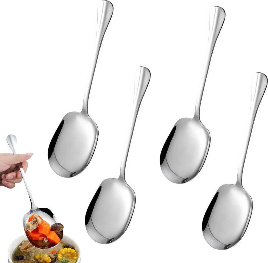 Set van 4 serveerlepels groot serveerbestek roestvrij staal serveerlepel buffetlepel lepel voor keuken restaurant buffet banket feest