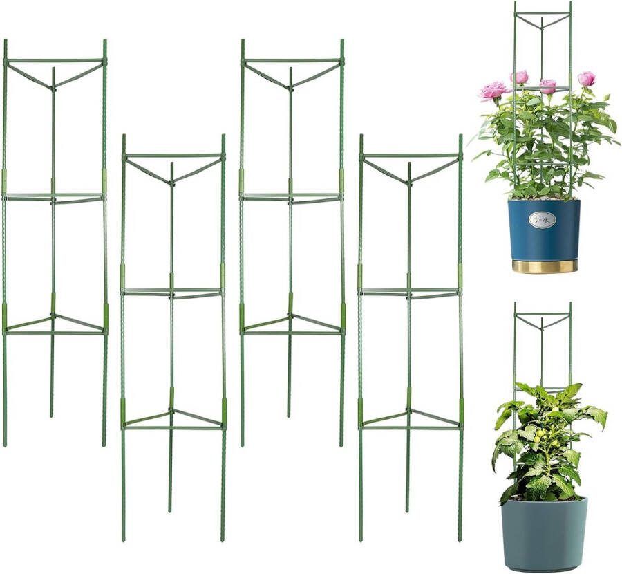 Set van 4 tomatenlatwerk komkommerlatwerk trellis voor klimplanten voor de tuin geassembleerd trellis-tomaten trellis voor groenten bloemen en fruitteelt (120 cm)