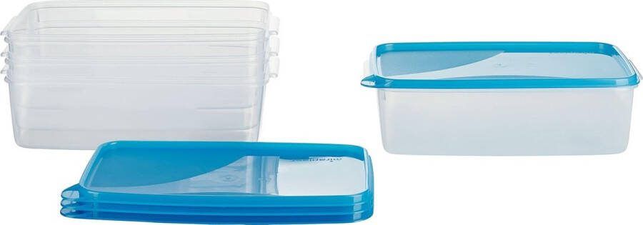 Set van 4 vershouddozen 3 liter rechthoekige Oostenrijkse kwaliteit (blauw 28 x 18 x 8 cm)