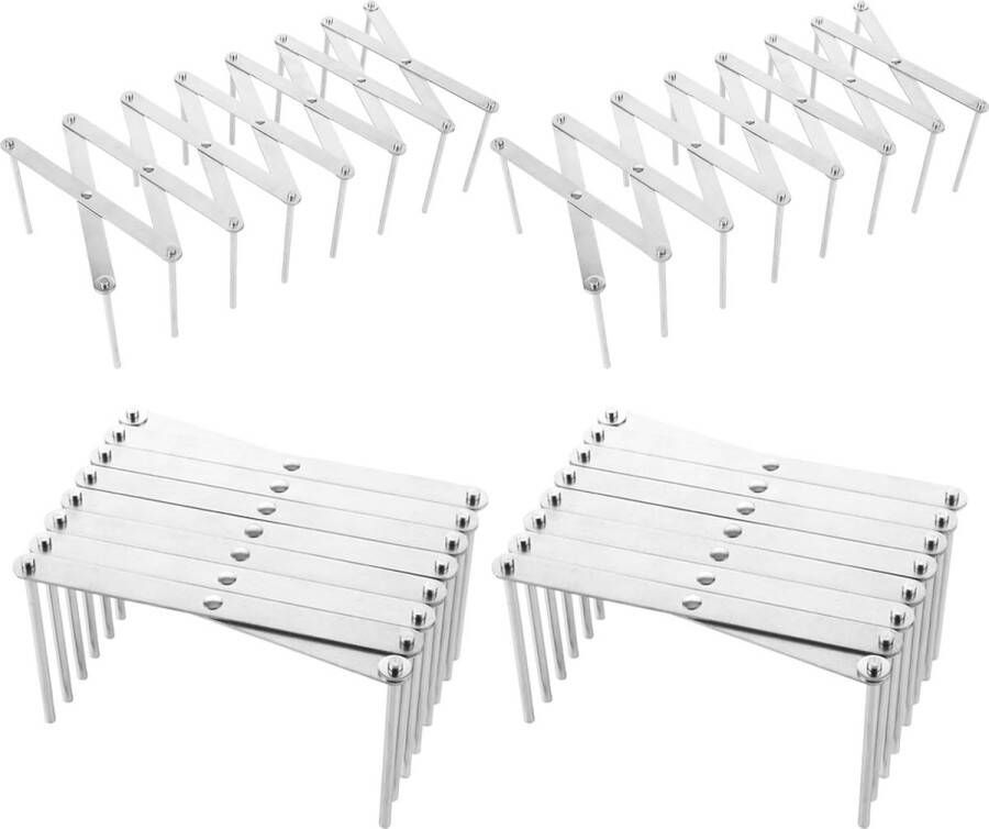 Set van 4 verstelbare potdekselhouders roestvrijstalen dekselhouder bordenhouder multifunctionele spareribhouder bordenstandaard voor keukengrill 9 cm 84 cm in lengte verstelbaar