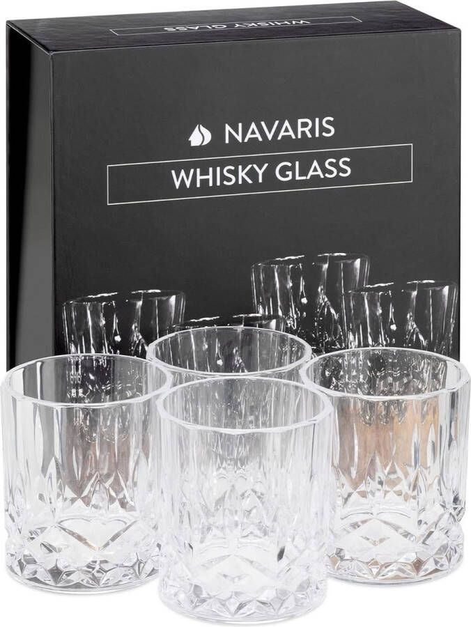 Set van 4 whiskyglazen Rum glazen 4x glazen whiskyglazen cadeauset whiskyglazen Tumbler Bourbon glazen kristaldesign klassiek transparant