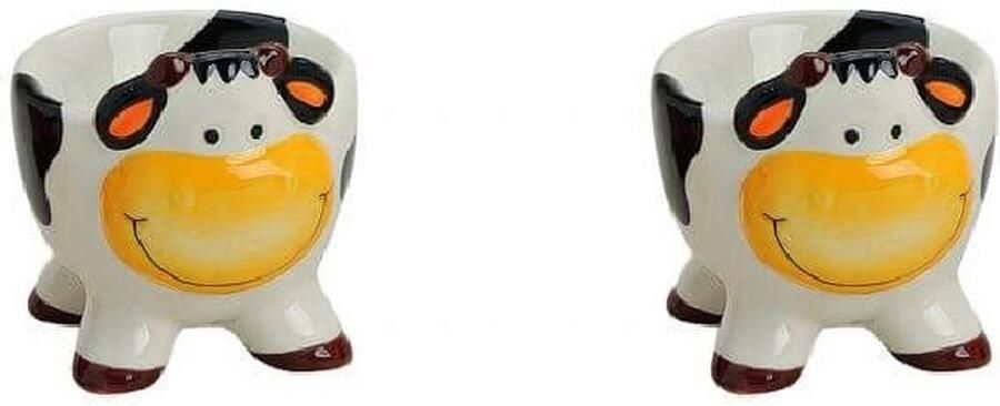 Set van 4x stuks koetje kalfje eierdopjes keramiek Dieren eierdopjes koeien