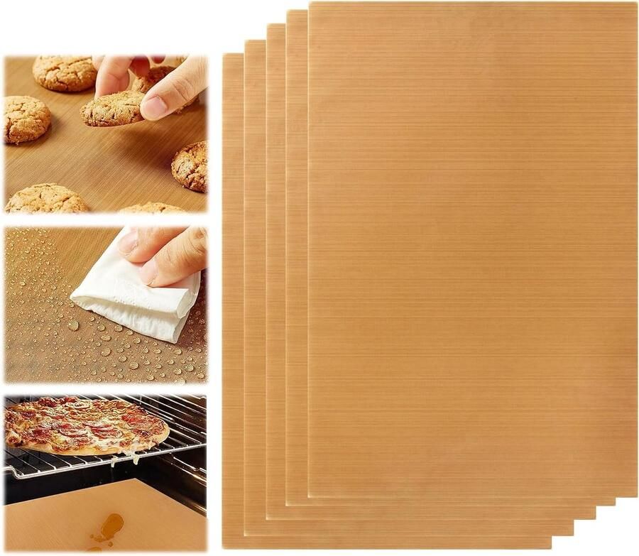 Set van 5 Herbruikbare Antiaanbak Bakmatten en Grillmatten voor Oven en BBQ