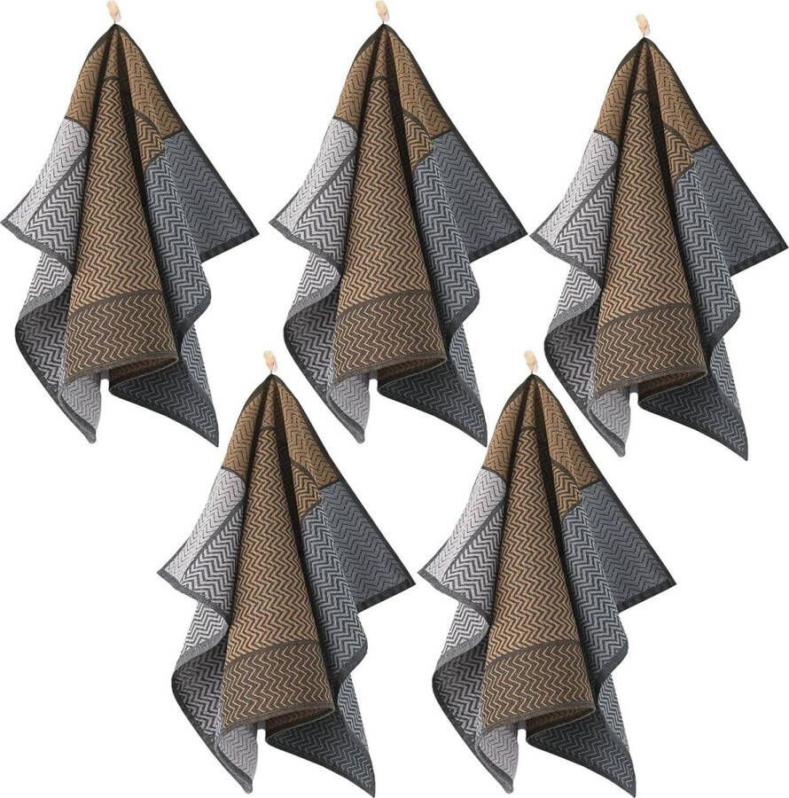 Set van 5 klassieke katoenen keukendoeken Puur Beige 50 x 70 cm