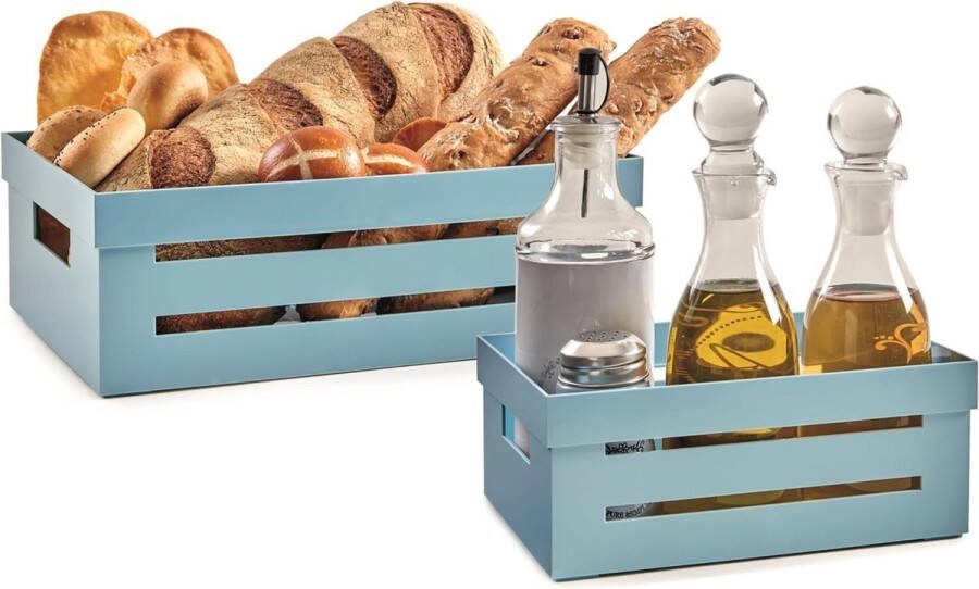 Set van 5 liter en 2 liter taartdozen keukenorganisatie grote doos en kleine doos blauwe kleur gemaakt in Italië BPA-vrij