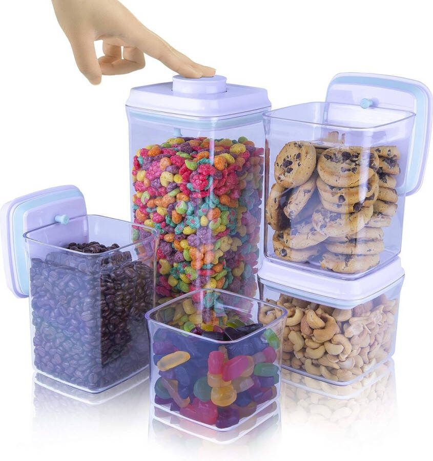 Set van 5) luchtdichte voedselopslagcontainers mechanische siliconen afdichtbus BPA-vrij stapelbaar 500 850 900 1500 2500 ml