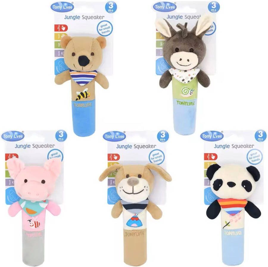 Set van 5 rammelaars Baby Peuter Kleuter Kraamcadeau Babyshower Babykamer Accessoires Speelgoed- Kinderen Kinderwagen Speeltje Jongen & Meisje Grijp Bijtspeelgoed Spelen Ontdekken Educatief- Activiteitenspeeltje