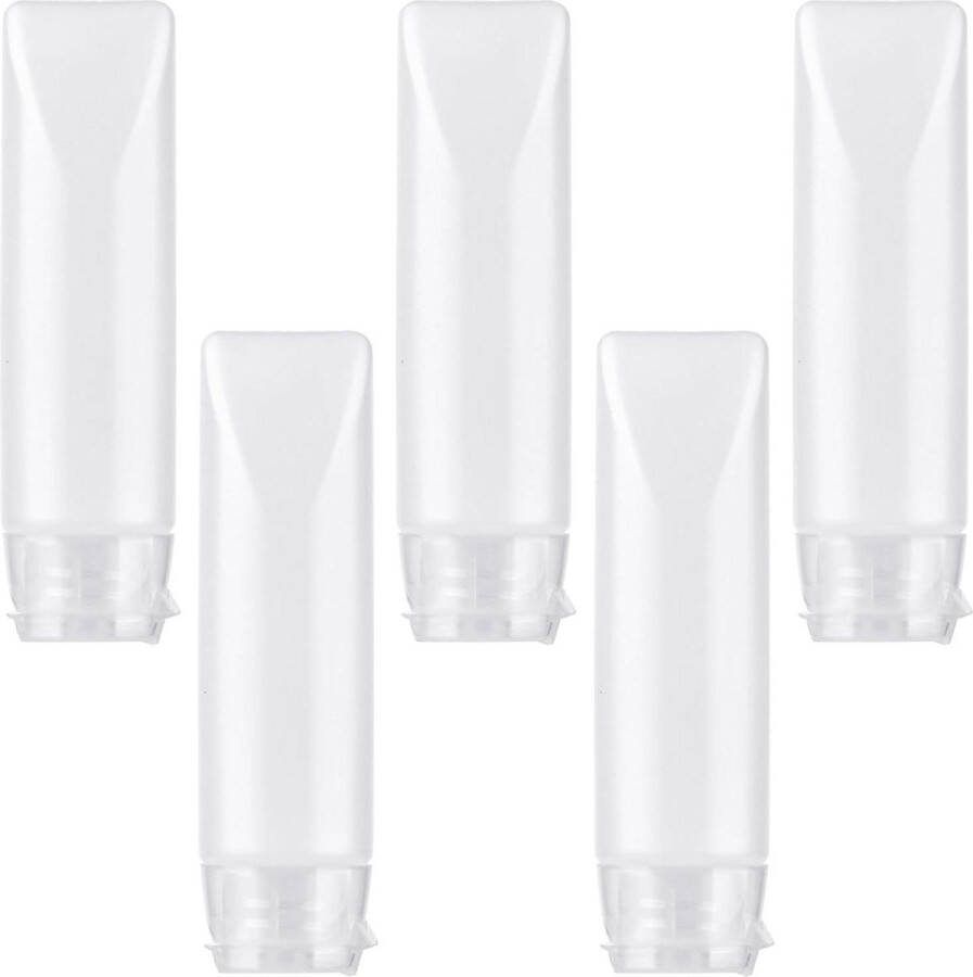 Set van 5 transparante navulbare reisflessen voor cosmetica en shampoo zachte verpakkingen met lekvrije tubes reisflesjes handbagage
