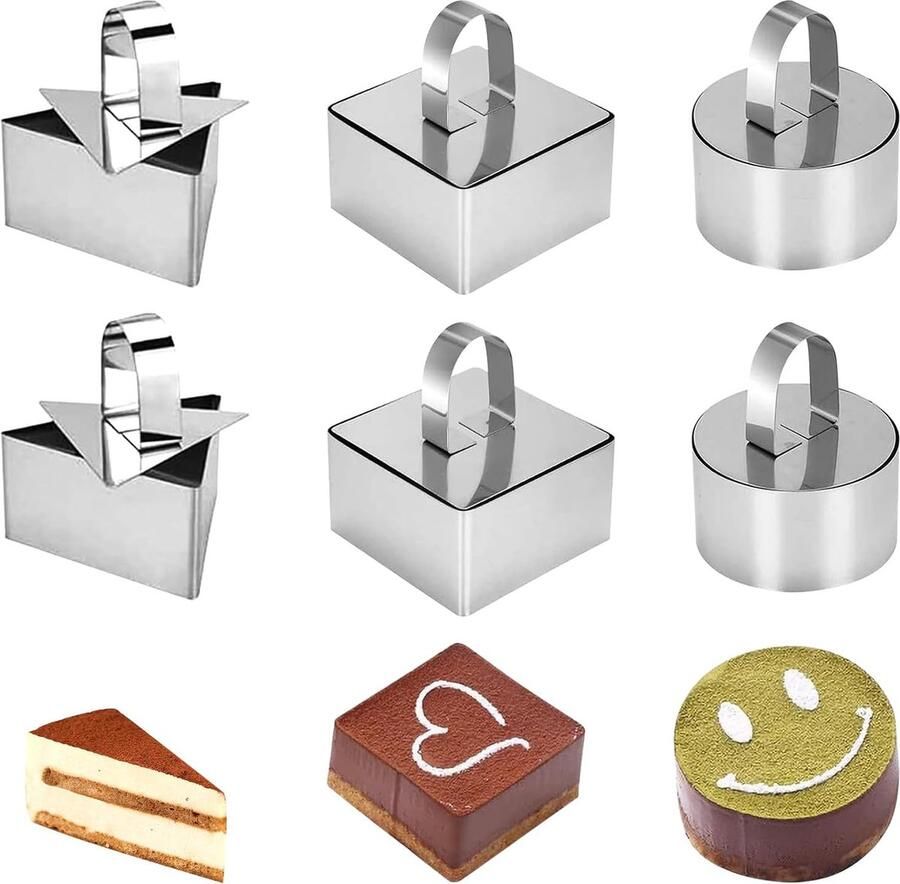 Set van 6 dessertringen taartring dessertringen en voedselringen mousse cakevorm voor gebak beschuitbollen bakken gebak dessert