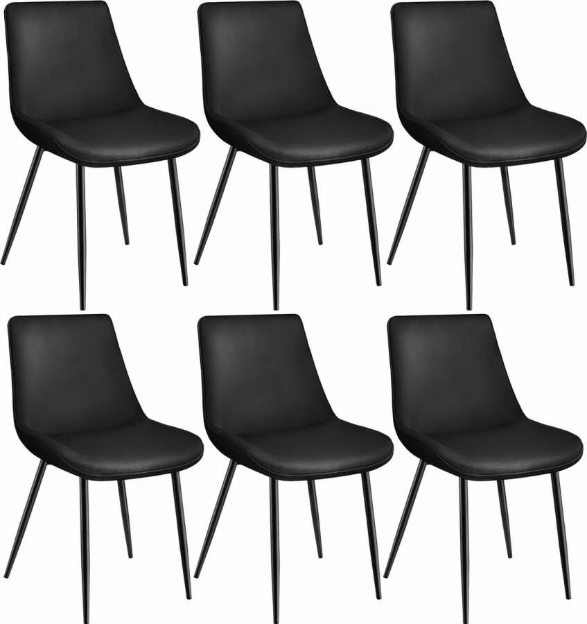 Set van 6 eetkamerstoelen kuipstoel Monroe Fluweel Look Zwart 404937