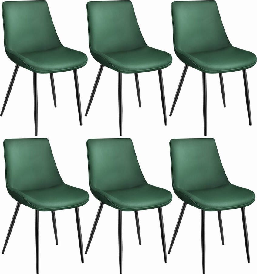 Set van 6 eetkamerstoelen kuipstoelen Monroe Fluweel Look Donkergroen 404931