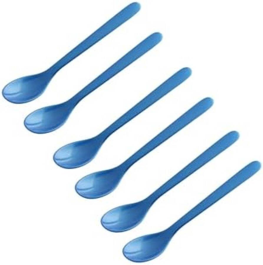 Set van 6 eierlepels ontbijtlepels 14 cm Blauw