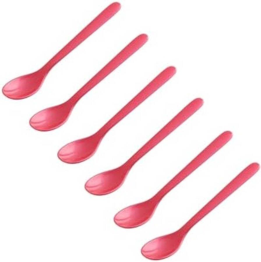 Set van 6 eierlepels ontbijtlepels 14 cm Rood