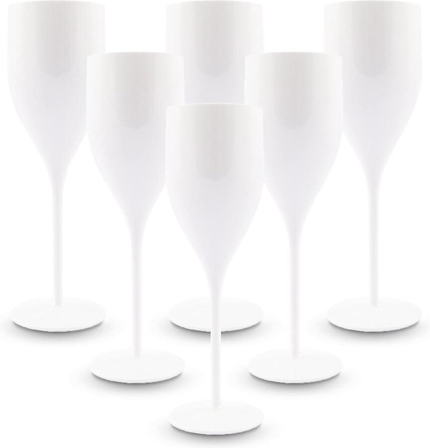 Set van 6 glazen Flood 18 Cl polycarbonaat (harde kunststof) 100% Italiaans design onbreekbare glazen herbruikbare en vaatwasmachinebestendige wijnglazen wit